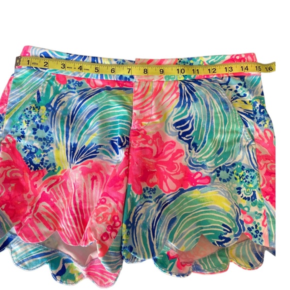 Lilly Pulitzer The buttercup stretch scalloped hem pink & blue shell print sz 00 - Picture 6 of 11